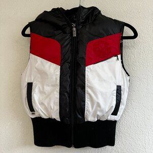 Triple FAT Goose Down Puffer Vest Hooded Retro 80s Ski Outdoors Childrens Size M